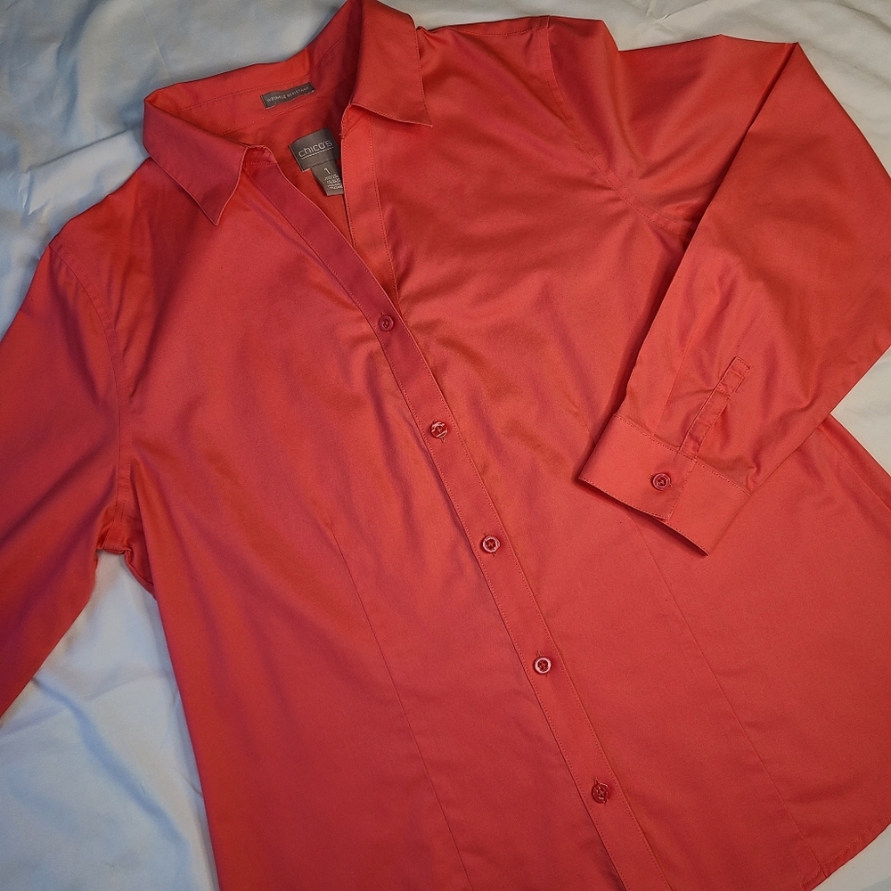 Chicos Long Sleeve Button Up Wrinkle Free Shirt M